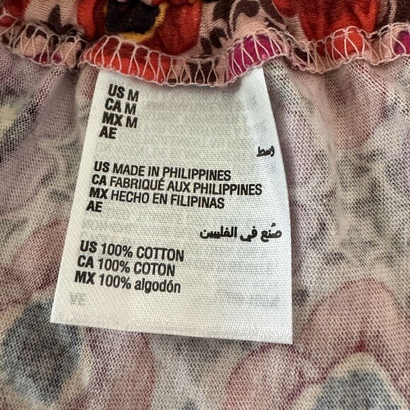 INC Medium Top Floral Geometric Surplice V-Neck Cap Sleeve Ruched Stretch Multi - Picture 9 of 10